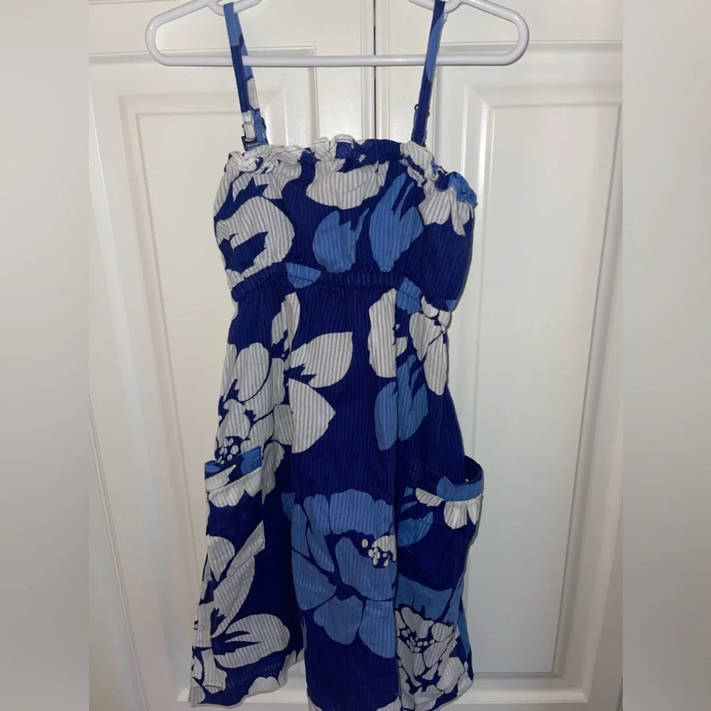 Old Navy Girls‎ Sundress Sz S 6/7 Blue White Flowers
